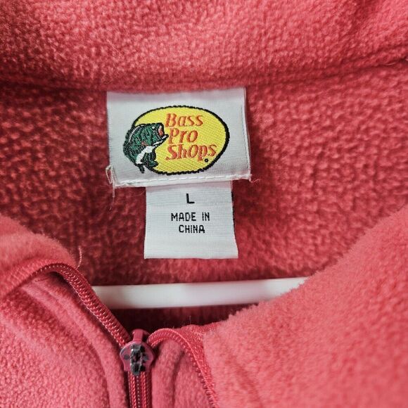 Bass Pro Shop Jacket Womens Large Pink Fleece Outdoor Mock Neck Full Zip - Picture 2 of 12